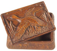 Box MOUNTAIN Lodge Flying Duck Birds Resin Hand-Cast Relief Carved Hand-Painted - £111.37 GBP