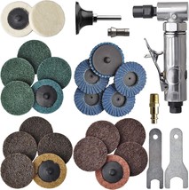 Polished Color Angle Pneumatic Die Grinder With 22 Pcs. 2-Inch Roll Lock Sanding - £44.20 GBP
