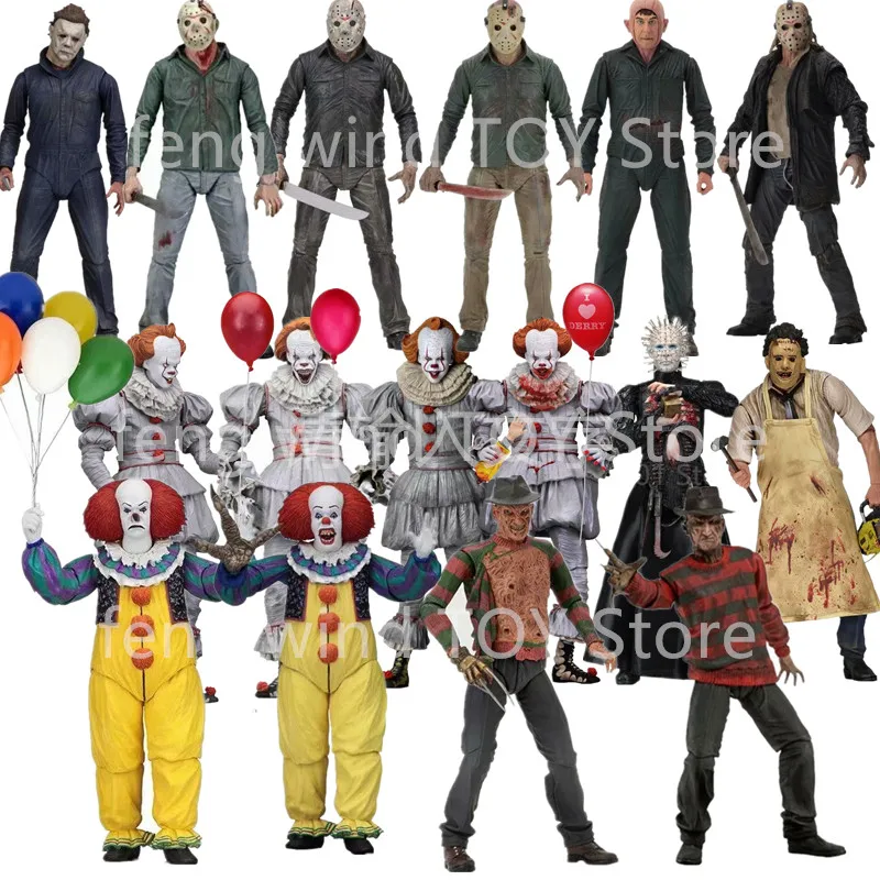 On freddy krueger leatherface chainsaw michael myers pennywise joker action figures toy thumb200