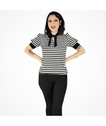 Pugsley Addams Inspired Top - Tie-Neck Blouse Lolita - Striped XS-3XL - £25.13 GBP