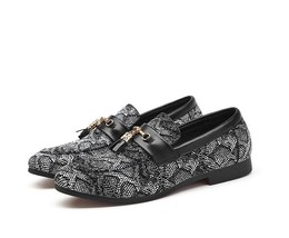 Pattern PU Leather Man&#39;s Footwear Italian Brand Wedding Flats Shoes For Men - £55.78 GBP