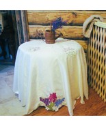 VTG Tablecloth Easter Scalloped Edge Hydrangea Lilac? 68&quot; Spring - $15.84
