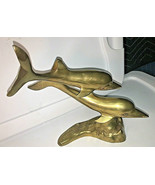 Nice, Vintage 2-Dolphin All Brass Sculputure, Well Balanced Base - $14.01