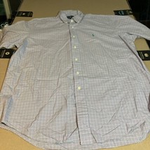 Ralph Lauren Shirt Men Large Purple Green Button Up Check Grid Plaid Classic - $17.81
