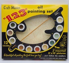 VTG 1954 Craft Master &quot;1,2,3&quot; Oil Painting Set K-9 Lighthouse &amp; Cottage - New - £22.05 GBP