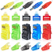  RJ45 Cat6 Pass Through Connectors and Strain Relief Boots Assorted Colo... - $32.51