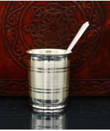 999 pure solid silver baby water glass or milk tumbler and spoon utensil... - €102,00 EUR