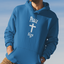 Heavy Blend Hoodie Sweatshirt &quot;Peace Sign&quot; white font - £25.03 GBP+