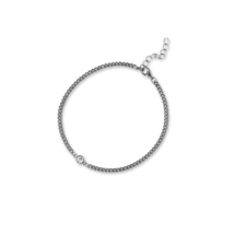 Sterling Silver Bezel Cubic Zirconia Curb Chain 6.5&quot; + 1&quot; Bracelet - £33.03 GBP