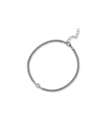 Sterling Silver Bezel Cubic Zirconia Curb Chain 6.5&quot; + 1&quot; Bracelet - €69,34 EUR
