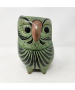 Ceramic Owl Mexico Pottery Handpainted Owl Ceramic Folk Art Vintage Gree... - £17.95 GBP