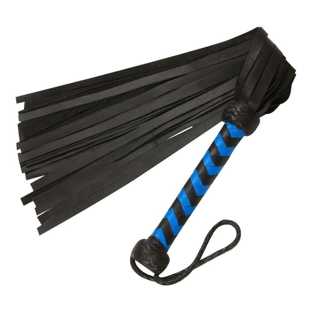 Real Cow Hide Black Leather Flogger 25 Thick Tails Heavy Duty Flog Crop - $17.99