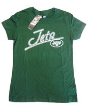 New York Jets NFL Green White Text Logo Short Sleeve T Shirt Top Womens Large L - £9.58 GBP