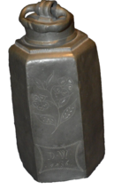 Antique 6-Sided Pewter Drinking Bottle/Wine Can, 1856, DW, screw on cap - $249.99