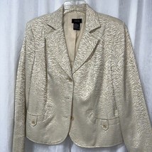 R.Q.T Women&#39;s Blazer Ivory &amp; Tan Animal Print Size 12 - $19.80