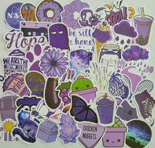 50Pcs Cute Waterproof Purple Vsco Stickers For Water Bottle Hydro Flask Laptop N - £7.63 GBP