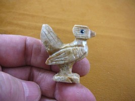 Y-BIR-RO-12) Tan gray ROADRUNNER bird gemstone SOAPSTONE carving Peru be... - $8.59
