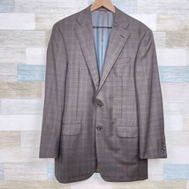 Hickey Freeman Plaid Sport Coat Brown Wool Two Button Bespoke USA Made M... - £166.42 GBP