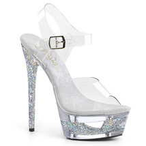 Pleaser ECLIPSE-608GT Women&#39;s 6&quot; Heel Cut Out Platform Ankle Strap Sandal Shoes - £57.50 GBP