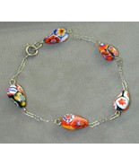 Vintage Venetian Millefiori Tear Drop Bead Link Bracelet 7.5&quot; - $572.04 MXN