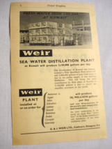 1960 Two Page UK Ad Weir Sea Water Distillation Plant, Drysdale Pumps - $12.32 CAD