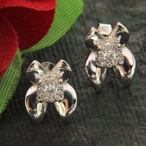 1/3Ct Round Cz Diamond Halo Set Honeybee Stud Earrings in 14K White Gold Over - £30.60 GBP