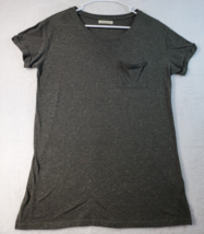 Awake T Shirt Top Womens Size Large Gray Knit Short Casual Sleeve Pocket Heather - £7.24 GBP