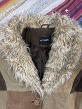 VTG Outbrook Patchwork Suede Leather Faux Fur Collar Trim 2 Button Jacket Medium - £142.43 GBP