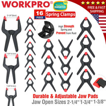 WORKPRO 16PCS 3-3/8" 4-1/2" 6-1/2" Nylon Spring Clamp Tips Tool Clip Jaw Opening - $31.99