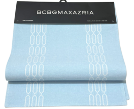 Summer Table Runner 14" x 72" Pale Blue Embroidered Chain Cotton BCBG MA... - $21.78