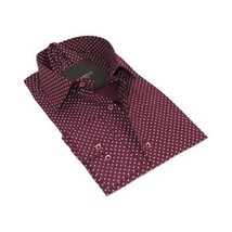 Men's Shirt Hankie CASILA Turkey Cotton Blend 501920-11 Burgundy Polka Dots image 3