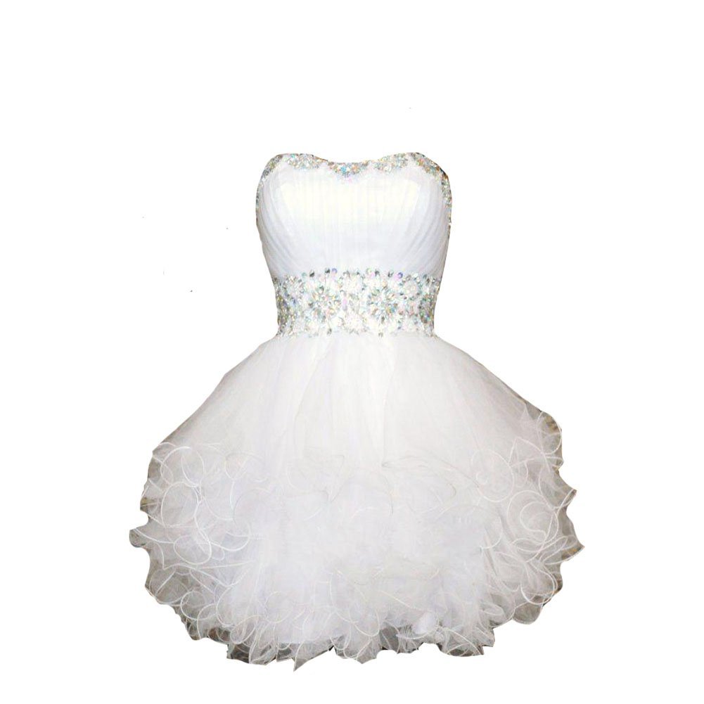 Kivary Women's Short Sweetheart Beaded Crystals Sequins Tulle Prom Homecoming Co