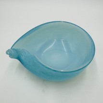 MCM Murano Art Glass Barbini Aqua Blue Bowl Italy Hand Blown - $99.00