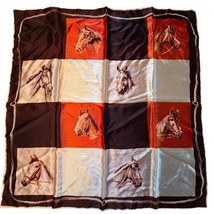 Unsigned McFrango (France) &quot;Portrait of Horses&quot; Scarf Satin 31&quot; Square NWOT - $200.48