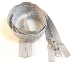 Zipper, 48&quot; Inch, YKK, Vislon, Gray, #10, Separating, Double Metal Tab S... - $260.57 MXN
