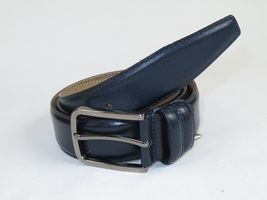 Men Navy Blue Genuine Leather Belt PIERO ROSSI Turkey Soft Full Grain #Navy-B image 4