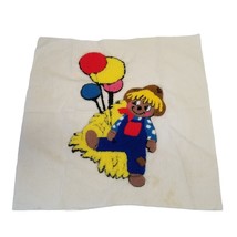 Quilt Square Hand Embroidered Scarecrow Balloons Unfinished Vintage Handmade - £12.75 GBP