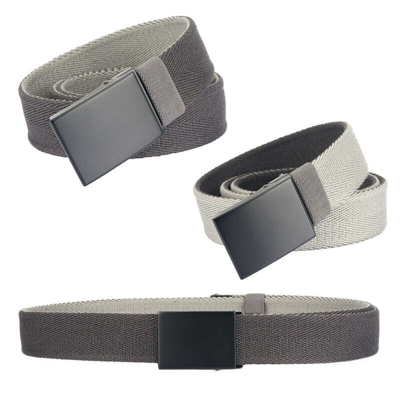 Mens Reversible Web Casual Belt with Metal Buckle Fix for Waist Size Up ... - $19.49