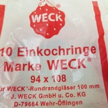 10 Einkochringe Marke WECK 94 X 108 Canning seals New Open Package - £6.95 GBP