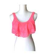 Xhilaration Pink Bikini Swim Suit Top Sz M Lace Padded Cup Tie Back - $12.95