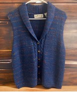 Vintage Orvis Sweater Vest SIZE XL Button Up Blue Knit Sleeveless Multic... - $39.55