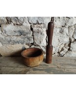 Old Antique Primitive Wooden Wood Pounder Mortar of 19th. - $62.34 CAD