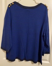 Casual Corner Annex Size 3X Blue/Black 3/4 Sleeve Knit Top - $9.90