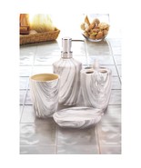 Porcelain Marble Bath Accessories Soap Dish and Dispenser Cup Toothbrush... - $44.95