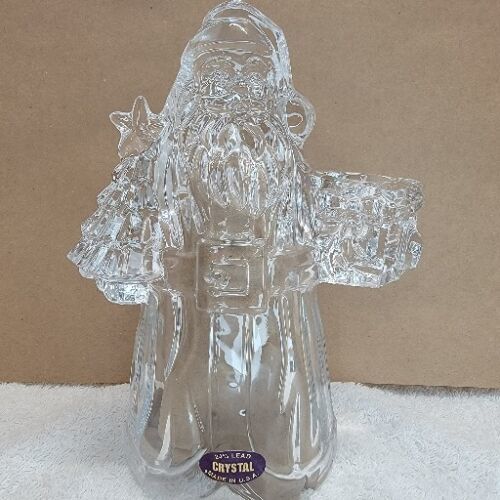 Primary image for 24% Lead Crystal Santa Clause Candle Holder 7½” USA Excellent Christmas Tree USA