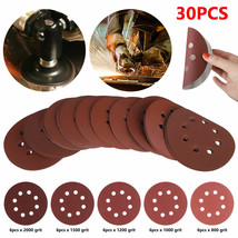 30Pcs 5Inch 8 Hole Sanding Disc Orbital Sander Sandpaper Hook Loop Assorted Pad - £14.11 GBP