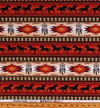 Cotton Southwestern Stripes Horses Dreamcatchers Fabric Print by Yard D462.80 - £9.39 GBP