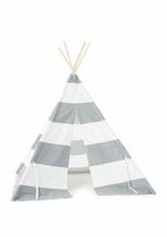 Lightening Bug Striped Kids Teepee Tee-Pee Portable Canvas Tent Gray White NEW - £25.18 GBP
