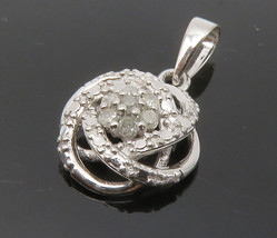 925 Sterling Silver - Genuine Diamonds Floral Knot Design Pendant - PT10373 - £60.30 GBP