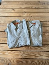 Red Kap Men’s Lot Of 2 Short Sleeve Button up work Shirt Size XL Beige BL - $29.60